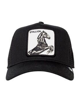 New Goorin Bros Black Stallion Horse Embroidered Patch Snap Back Trucker Hat